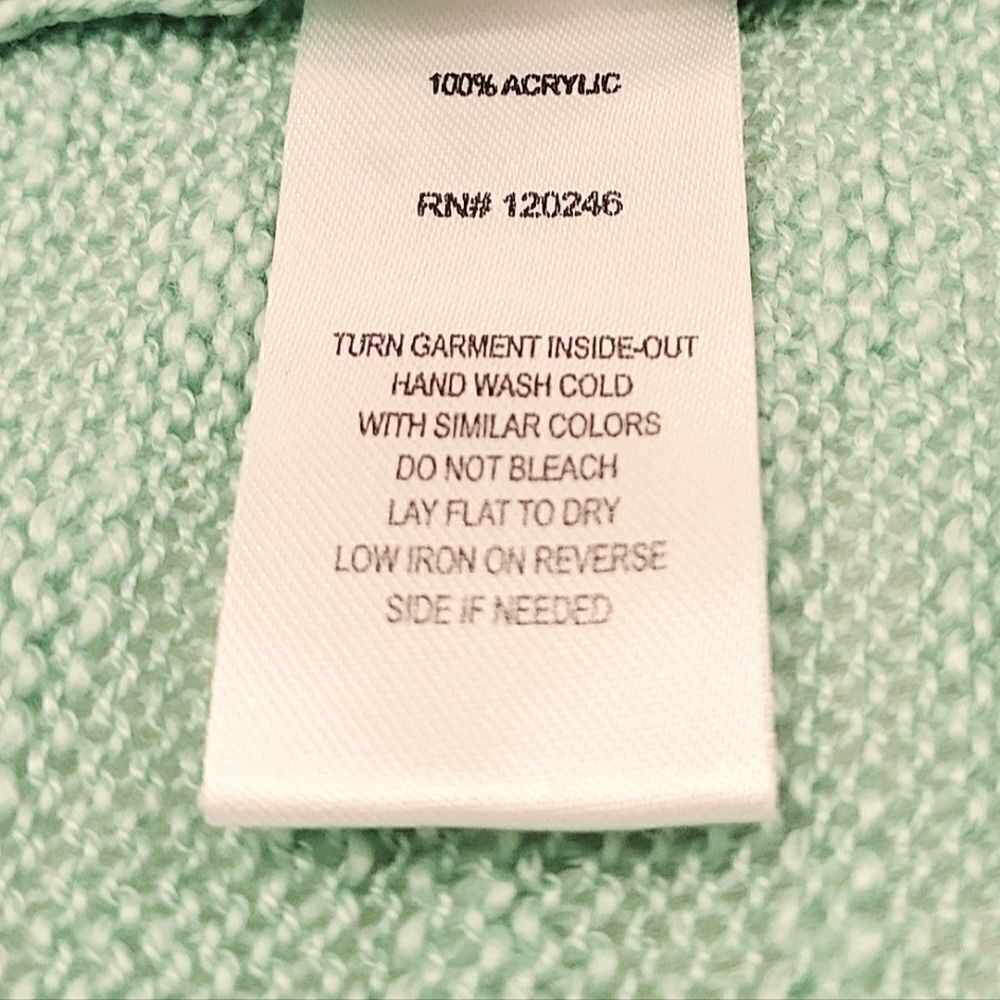 W. F. White and Mint Green Striped Burnt-out High/low V-neck Long Sleeve Sweater - Picture 6 of 6